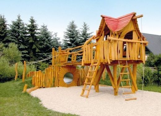 Cabana fusta de Robinia BRUIXA AMB PONT I TÚNEL