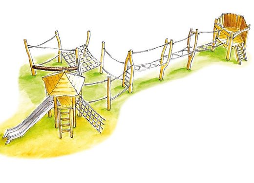 Juego de escalada de madera de Robinia CUERDA ALTA