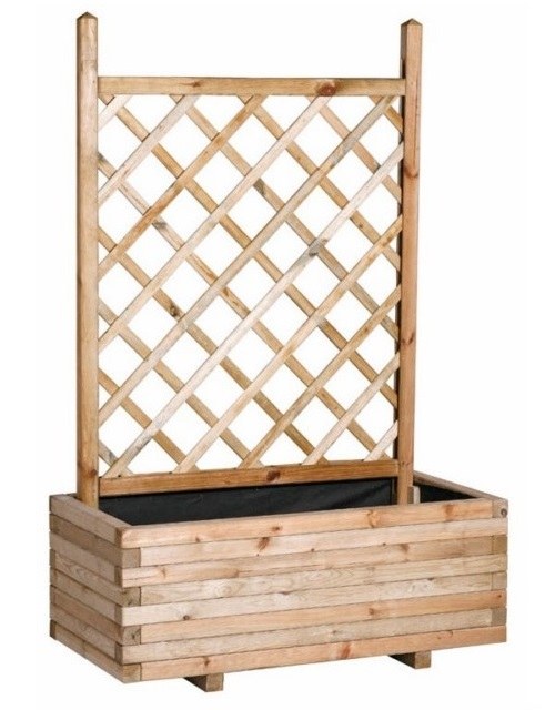 Jardinera rectangular con celosia recta